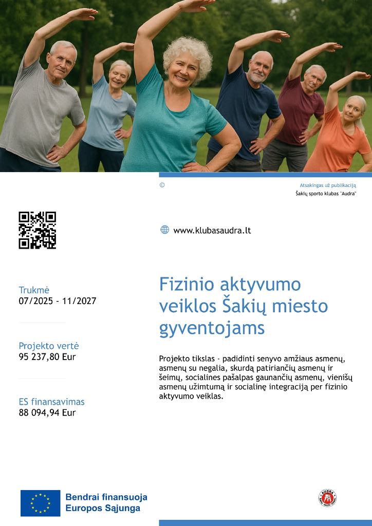 Pradedamas įgyvendinti projektas „Fizinio aktyvumo veiklos Šakių miesto socialinę atskirtį patiriantiems gyventojams“