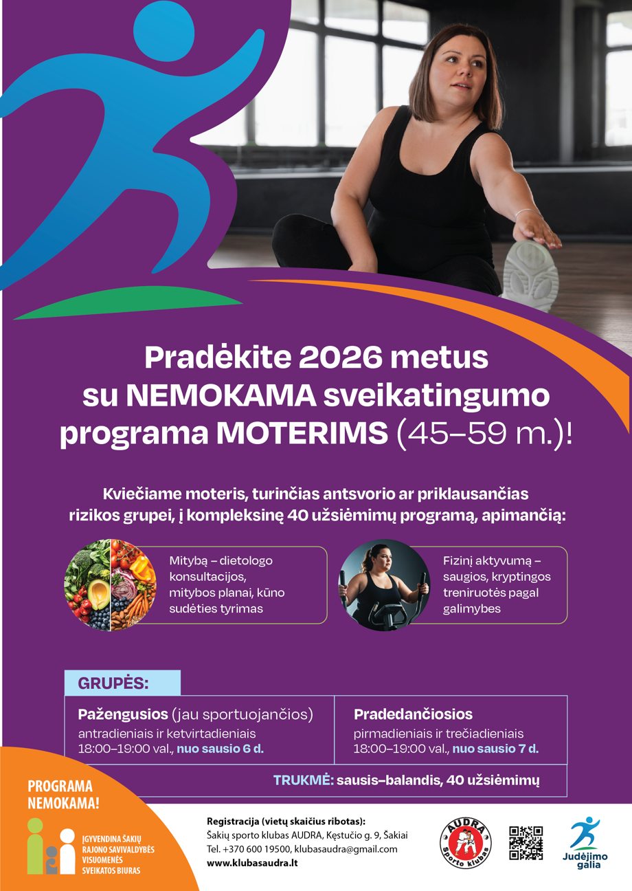 Kviečiame NEMOKAMAI moteris prisijungti prie kompleksinės sveikatingumo programos