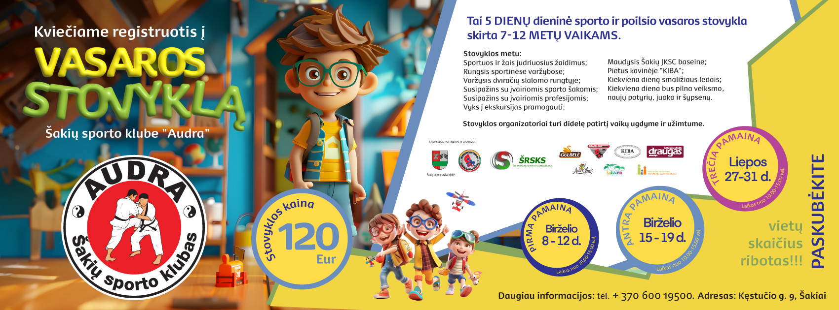 Kviečiame registruotis į VASAROS STOVYKLĄ