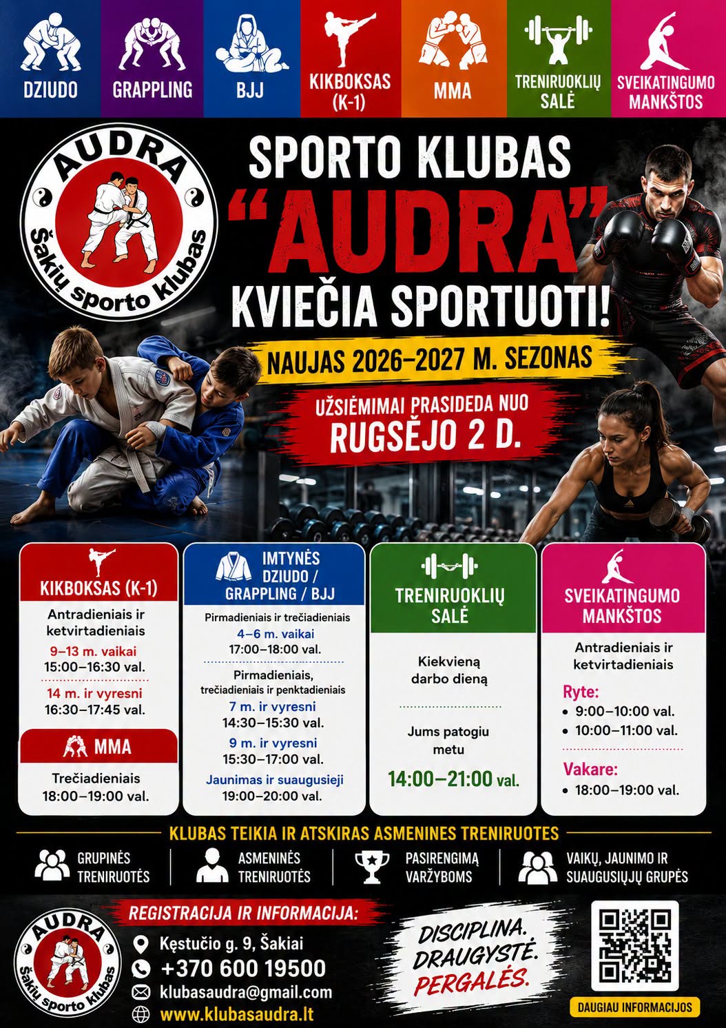 Sporto klubas „Audra“ kviečia sportuoti 2026/2027 m.!